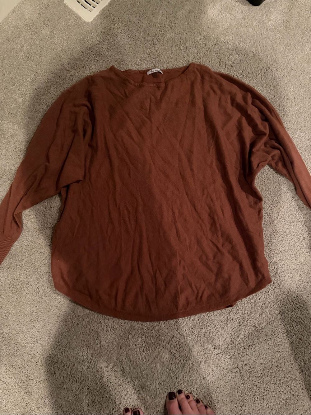 Rust Brown Long-Sleeve Men's Crewneck Shirt